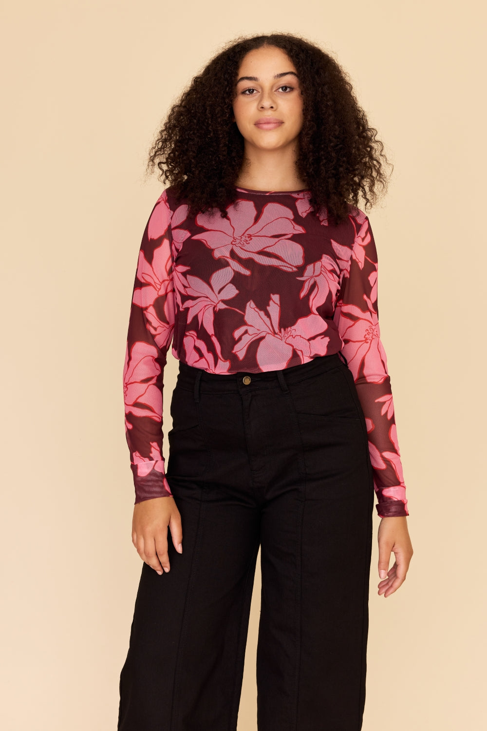 MAGNOLIA Mesh Long Sleeve Top