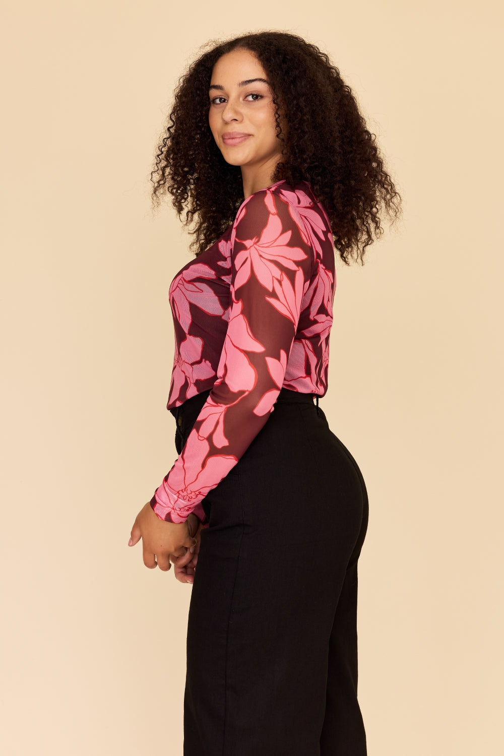 MAGNOLIA Mesh Long Sleeve Top