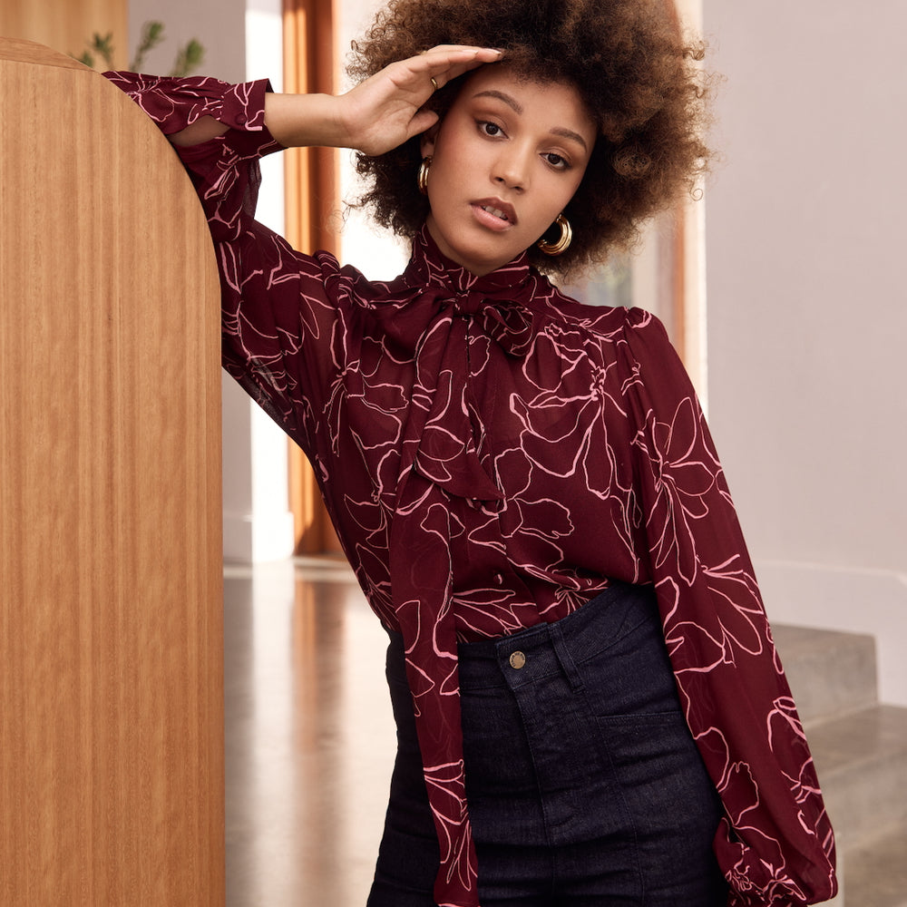 
                      
                        MAGNOLIA Tie Neck Blouse
                      
                    
