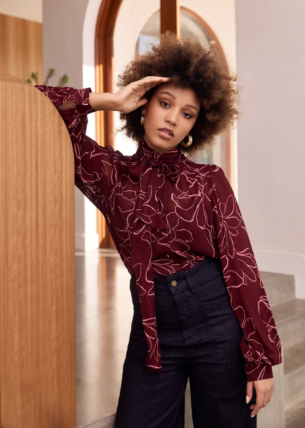 MAGNOLIA Tie Neck Blouse