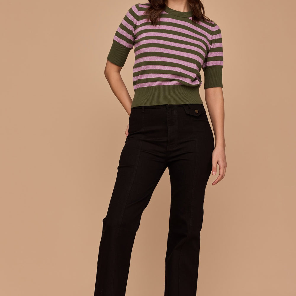 WHOLESALE - GREEN and Disco Lilac Stripe Knit