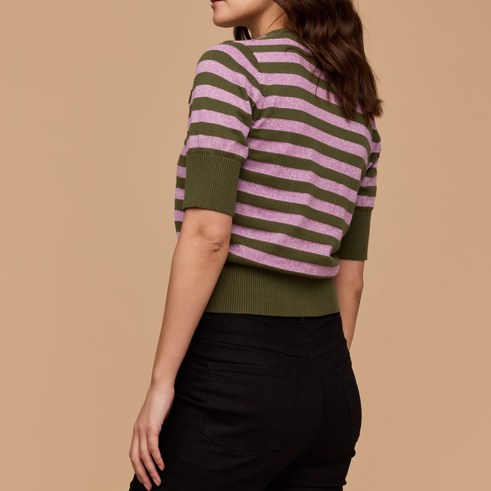 
                      
                        GREEN and DISCO LILAC Stripe Knit
                      
                    