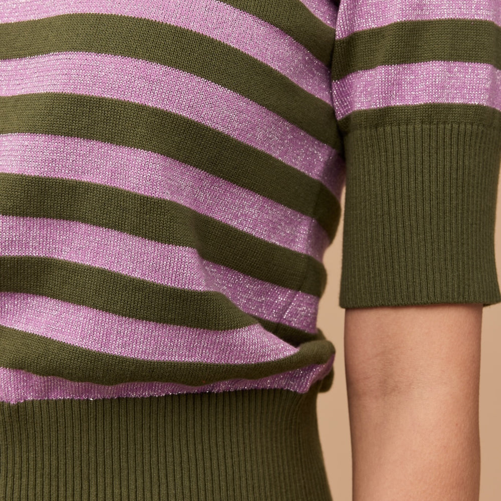 
                      
                        GREEN and DISCO LILAC Stripe Knit
                      
                    