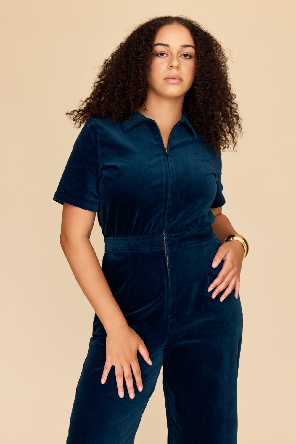 Plus Size Blue Velour Jumpsuit Plus Velvet Sequin Bardot Jumpsuit