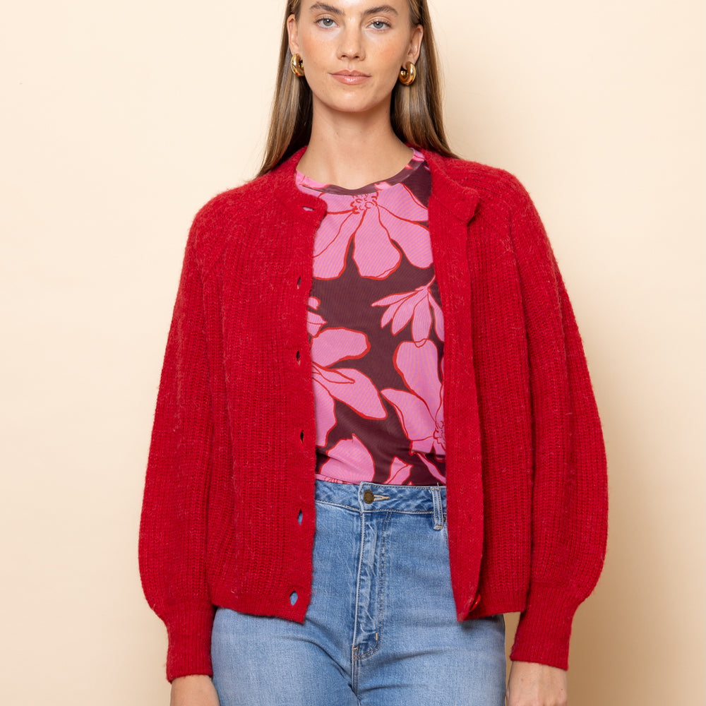 
                      
                        RED Chunky Knit Cardigan
                      
                    