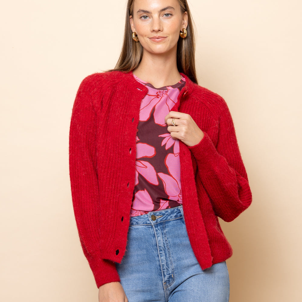 
                      
                        RED Chunky Knit Cardigan
                      
                    