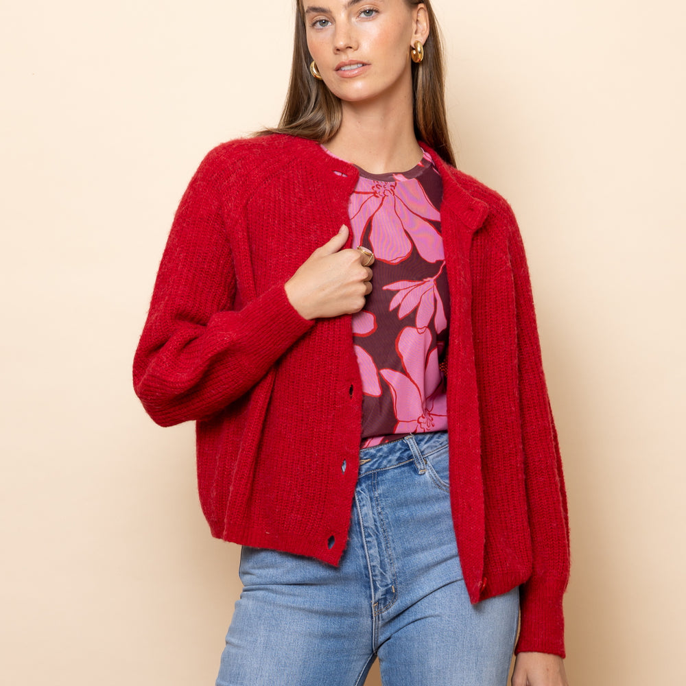 
                      
                        RED Chunky Knit Cardigan
                      
                    