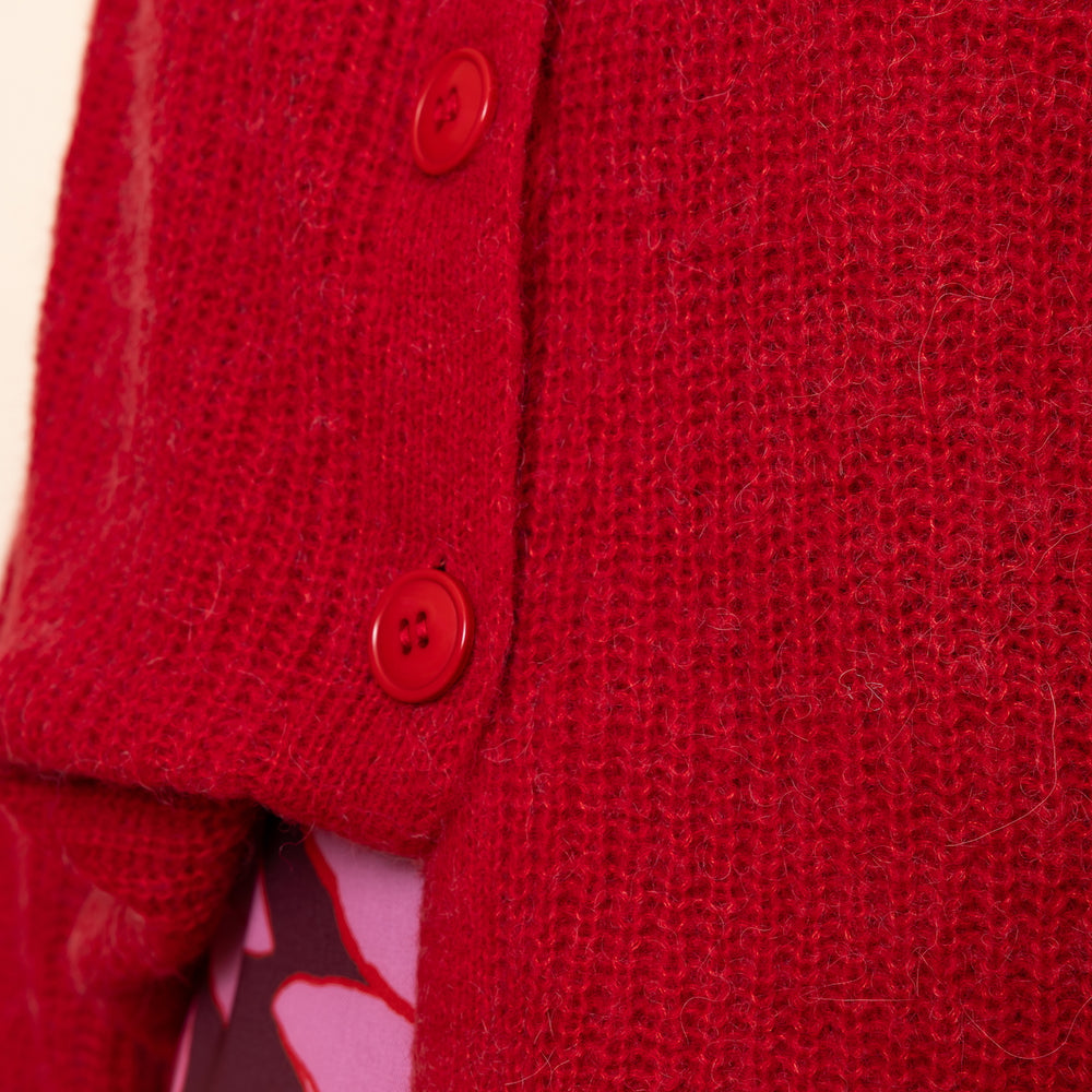 
                      
                        RED Chunky Knit Cardigan
                      
                    