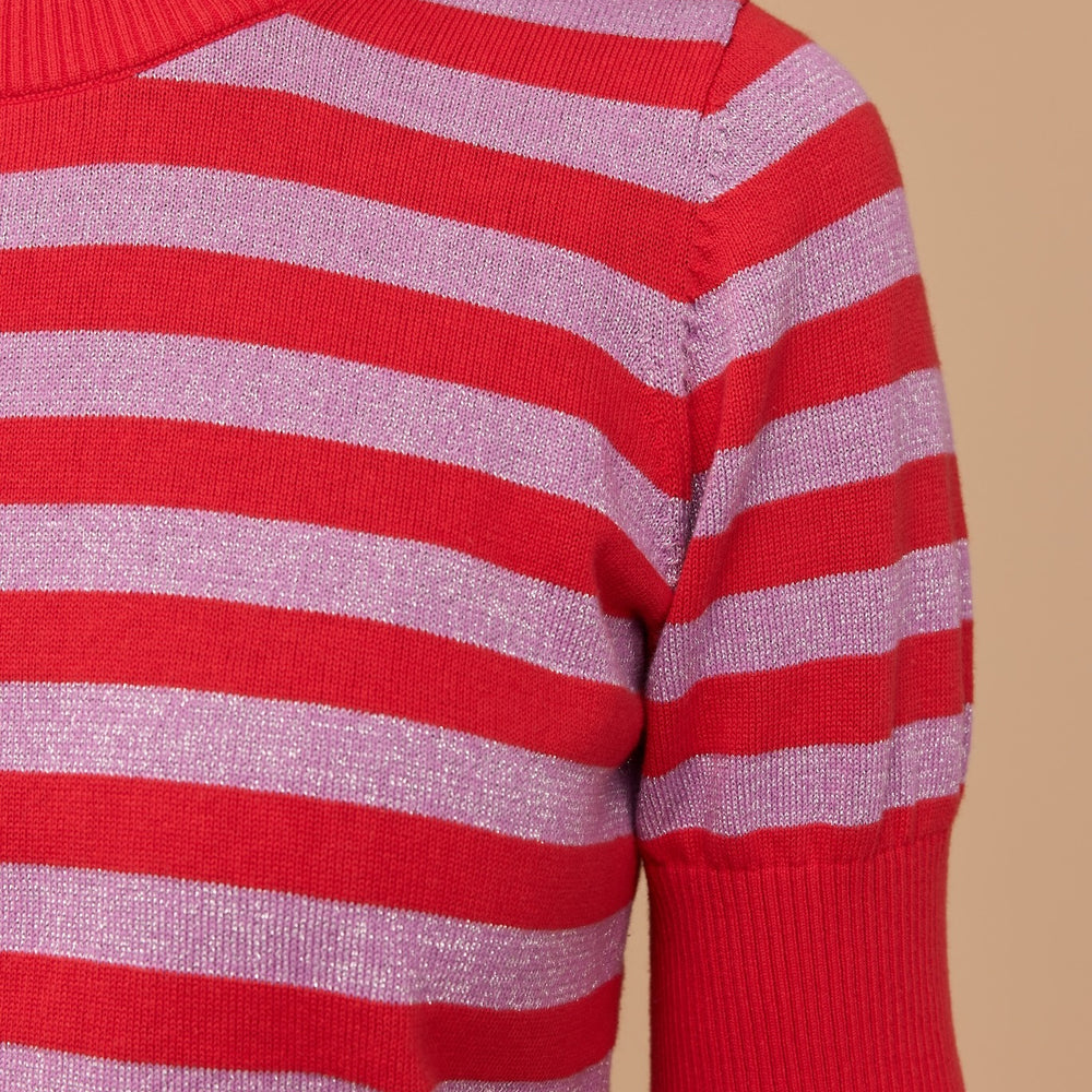 
                      
                        RED and DISCO LILAC Stripe Knit
                      
                    