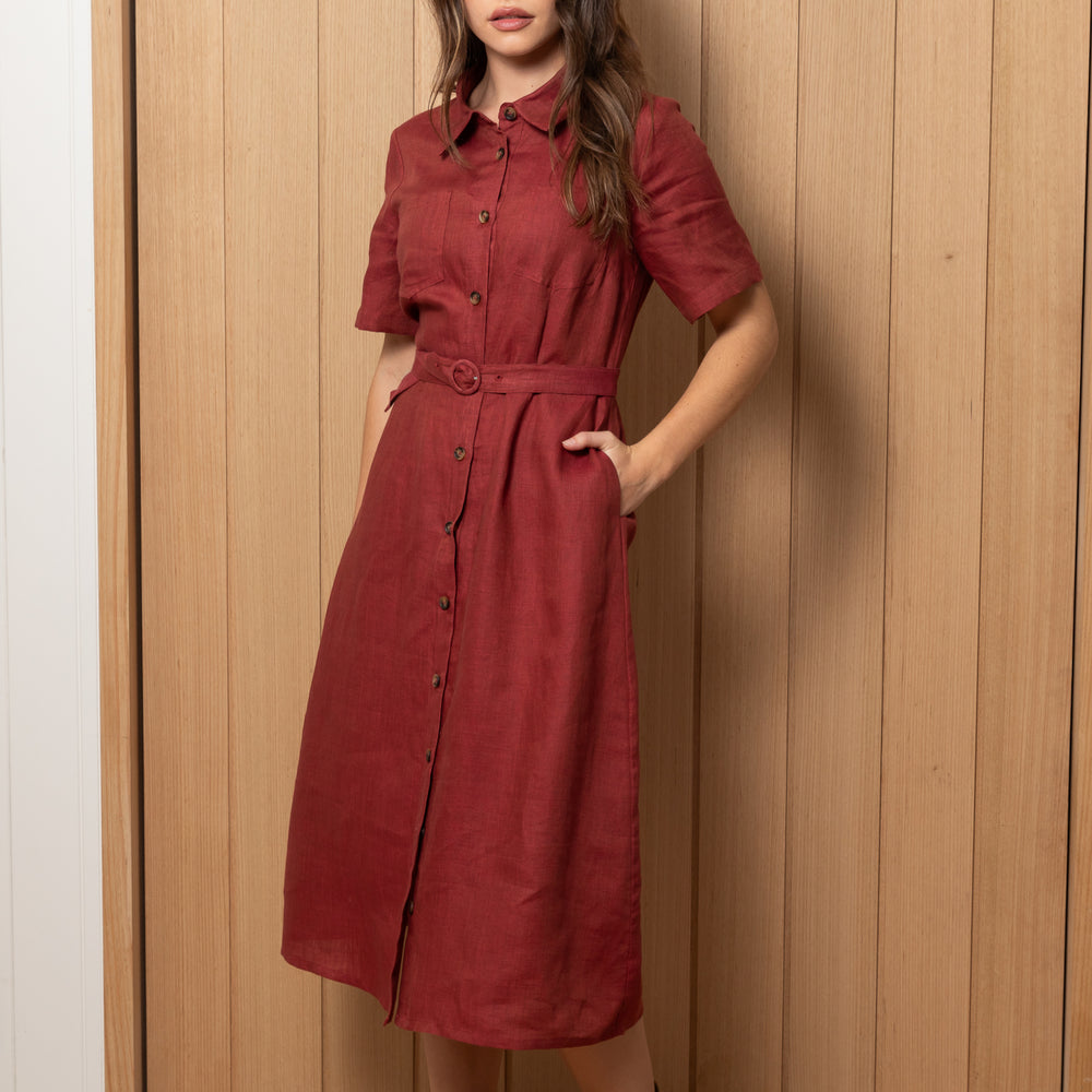 
                      
                        RUST Linen Shapeshifter Shirt Dress
                      
                    