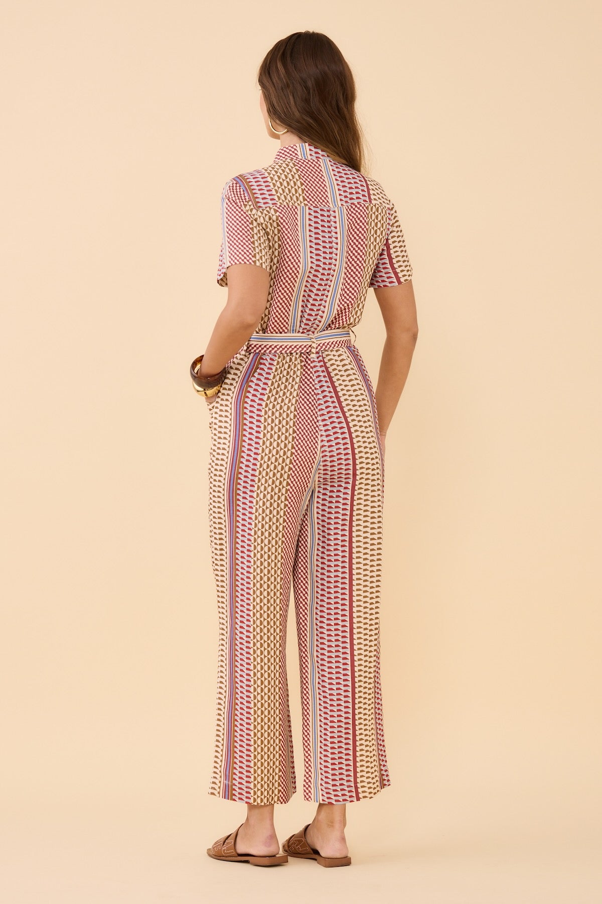 Woman wearing Frock Me Out Resort Mod Safari Jumpsuit 