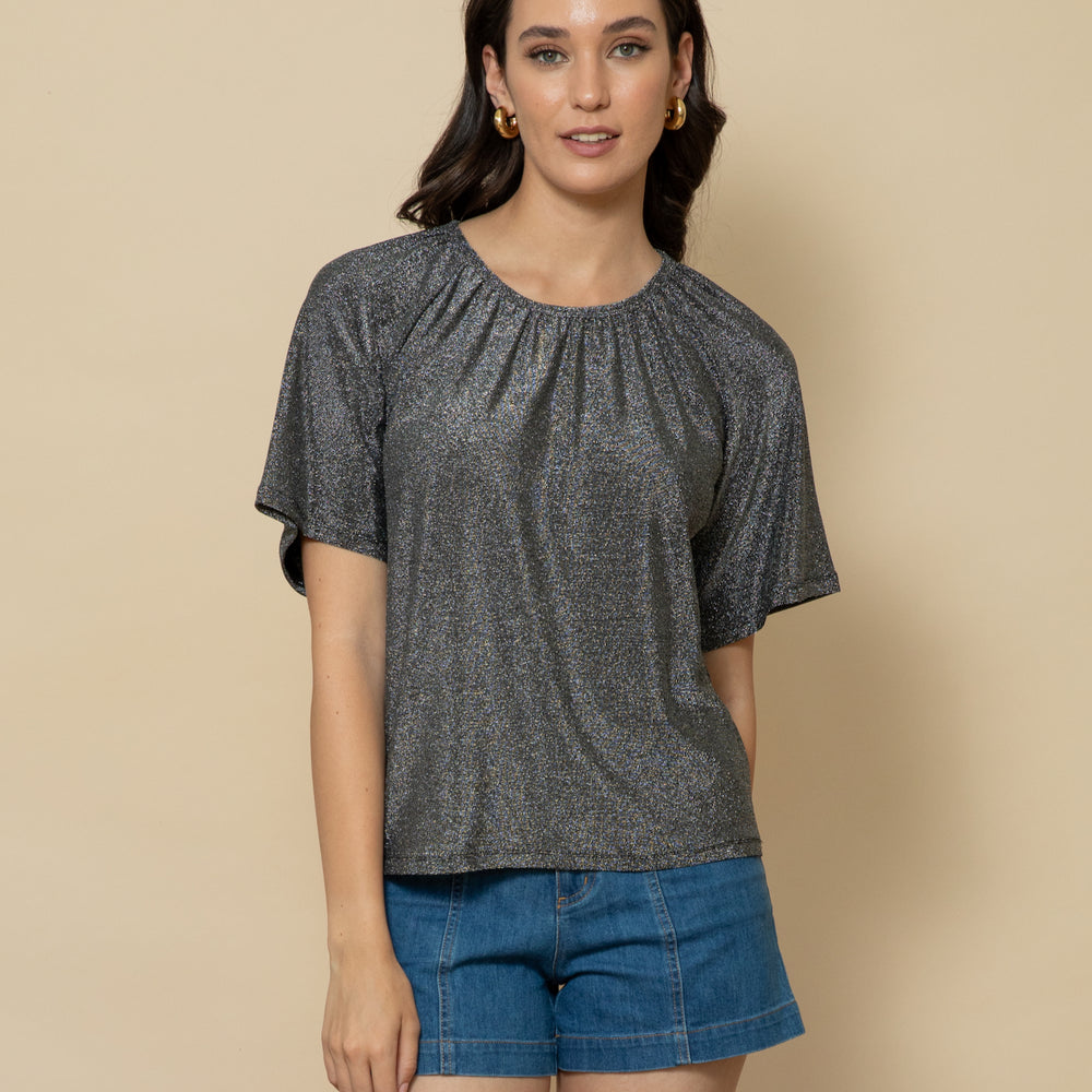 
                      
                        SILVER Fluted Sleeve Lurex Top
                      
                    