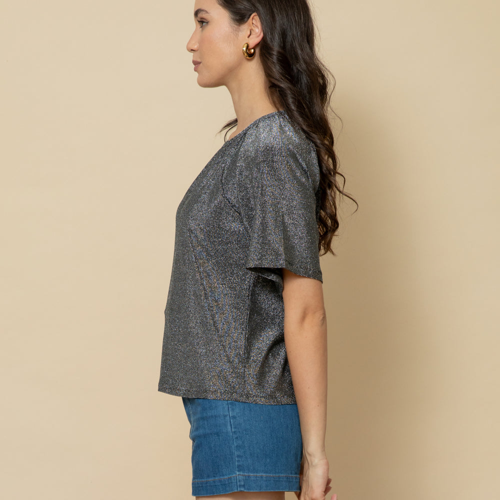 
                      
                        SILVER Fluted Sleeve Lurex Top
                      
                    