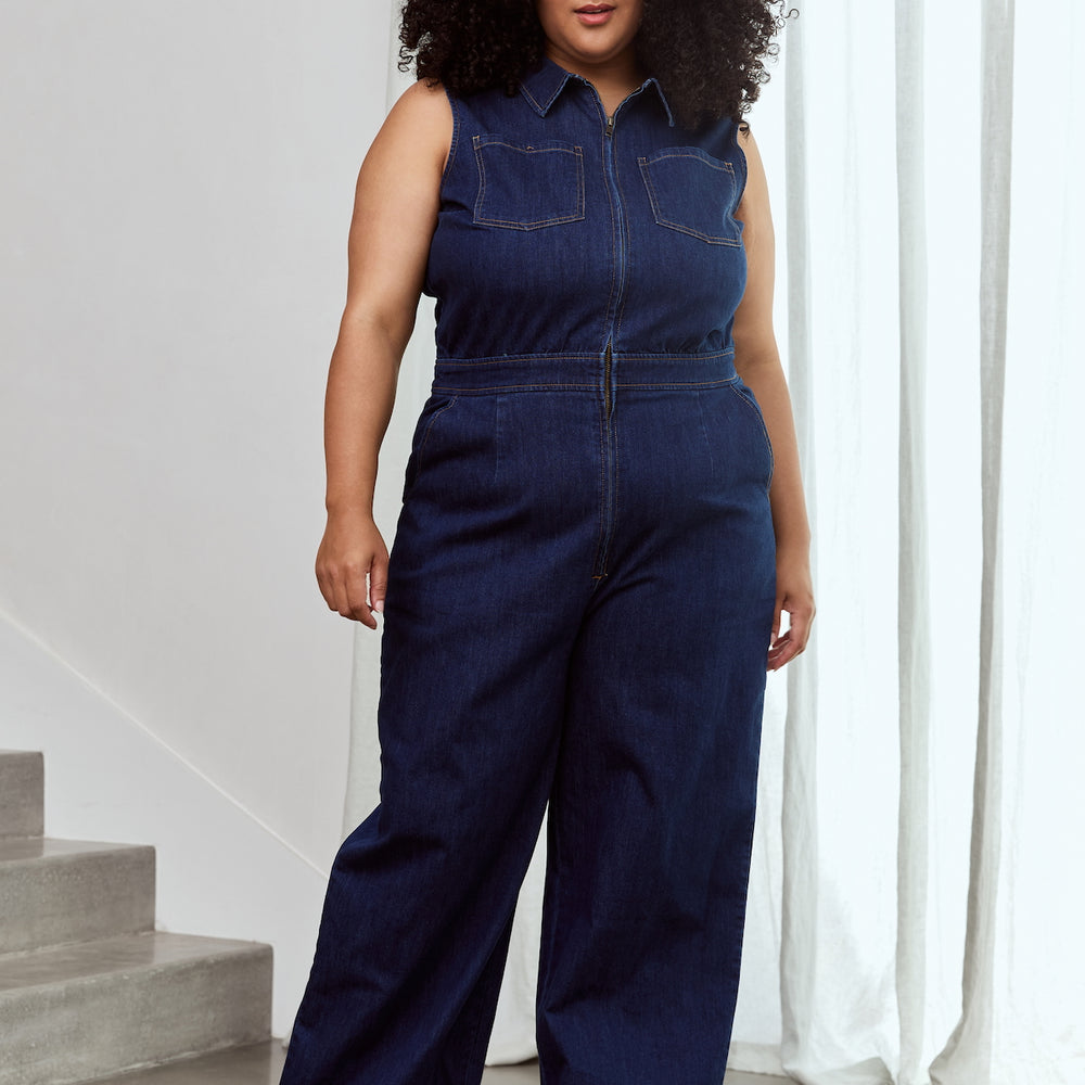 
                      
                        SLEEVELESS Denim Freestyler Jumpsuit
                      
                    