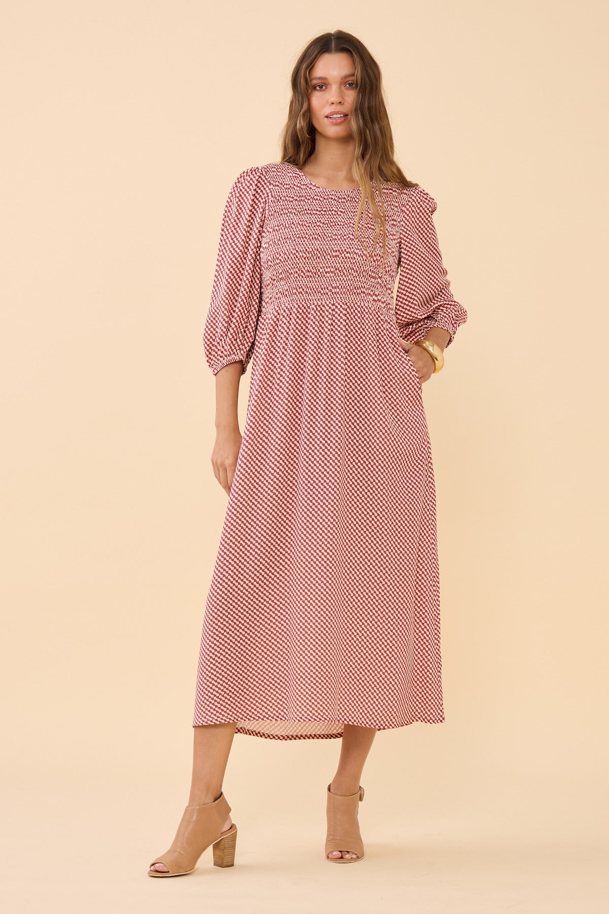 Woman wearing Tessellated Shirr Thing Dress