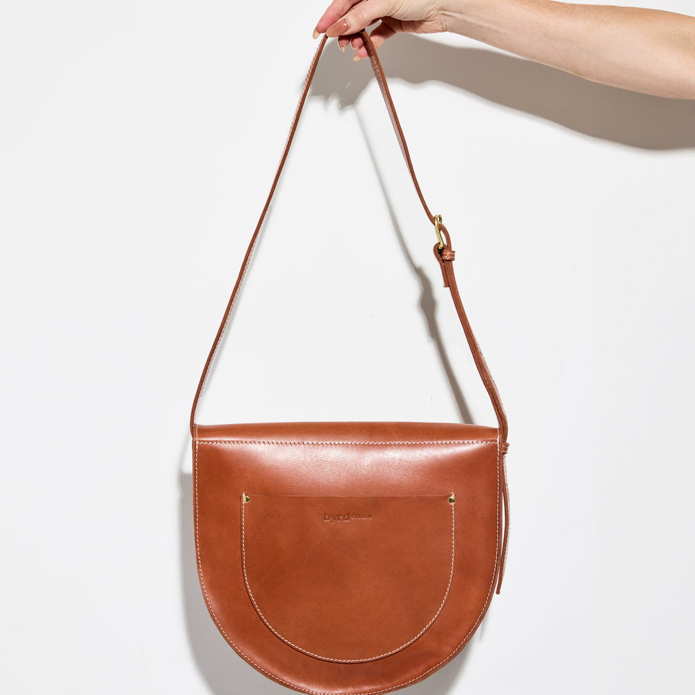 NEW MOON Saddle Bag By Byrd Studio - Toffee Tan Leather