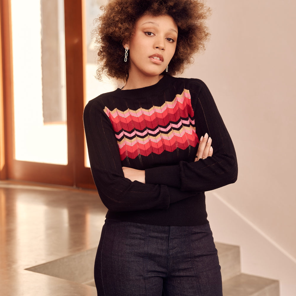 
                      
                        WHOLESALE - ZIG ZAG Cotton Cashmere Pointelle Knit Jumper
                      
                    
