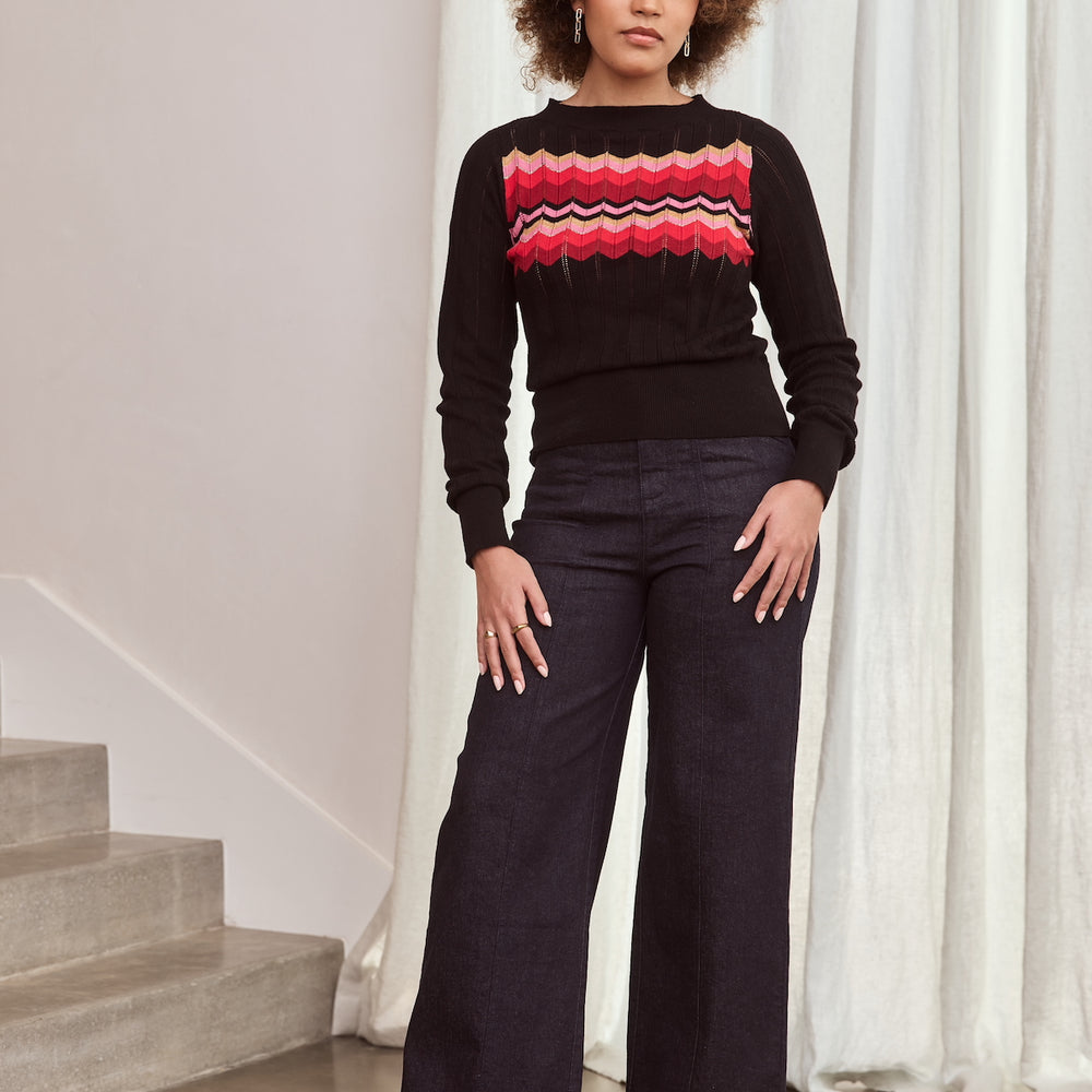 
                      
                        WHOLESALE - ZIG ZAG Cotton Cashmere Pointelle Knit Jumper
                      
                    