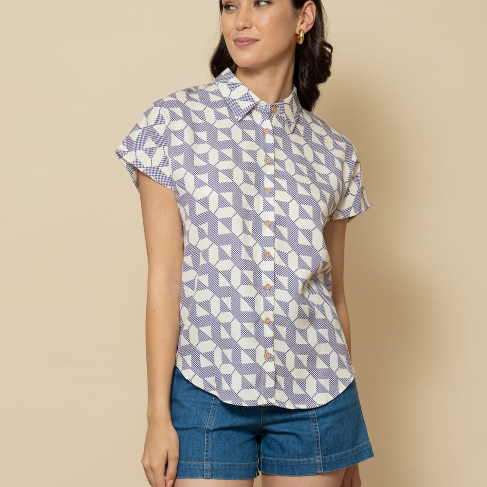 
                      
                        ZIG ZAG Capped Sleeve Shirt
                      
                    