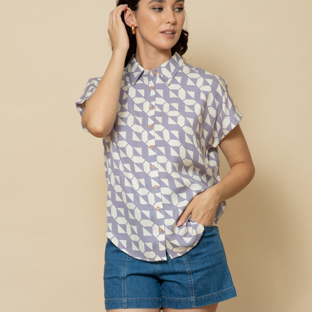 
                      
                        ZIG ZAG Capped Sleeve Shirt
                      
                    