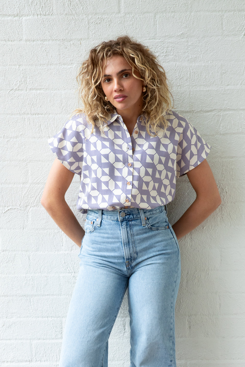 Zig Zag Printed Short Sleeve Shirt