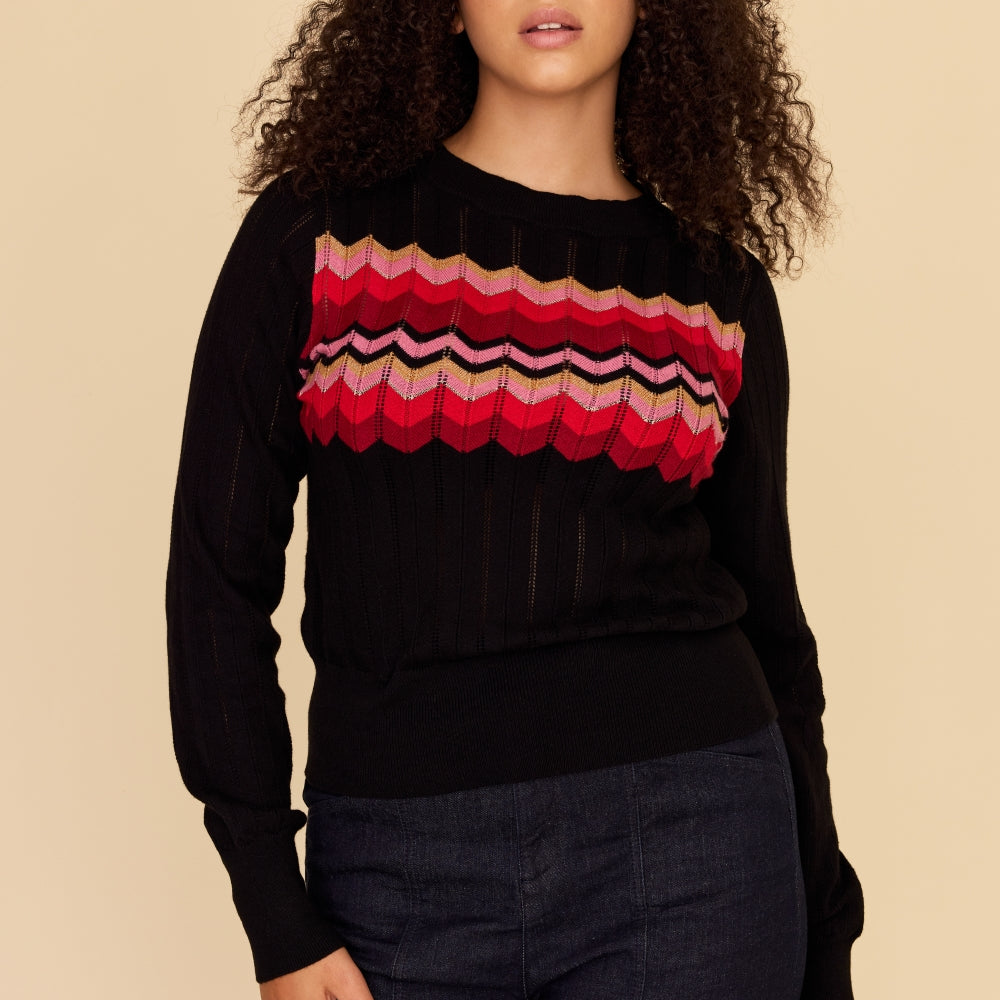 
                      
                        ZIG ZAG Cotton Cashmere Pointelle Knit Jumper
                      
                    
