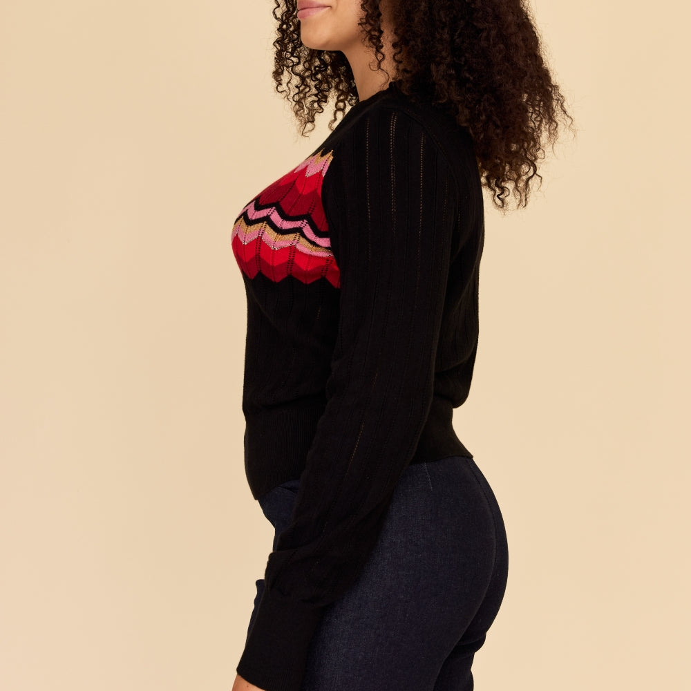 
                      
                        ZIG ZAG Cotton Cashmere Pointelle Knit Jumper
                      
                    