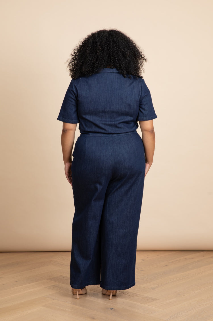 FEELING FREE INDIGO DENIM JUMPSUIT