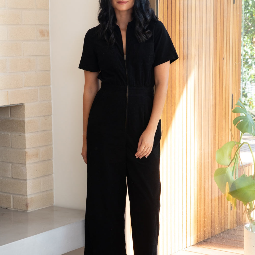 Black Baby Corduroy Freestyler Jumpsuit