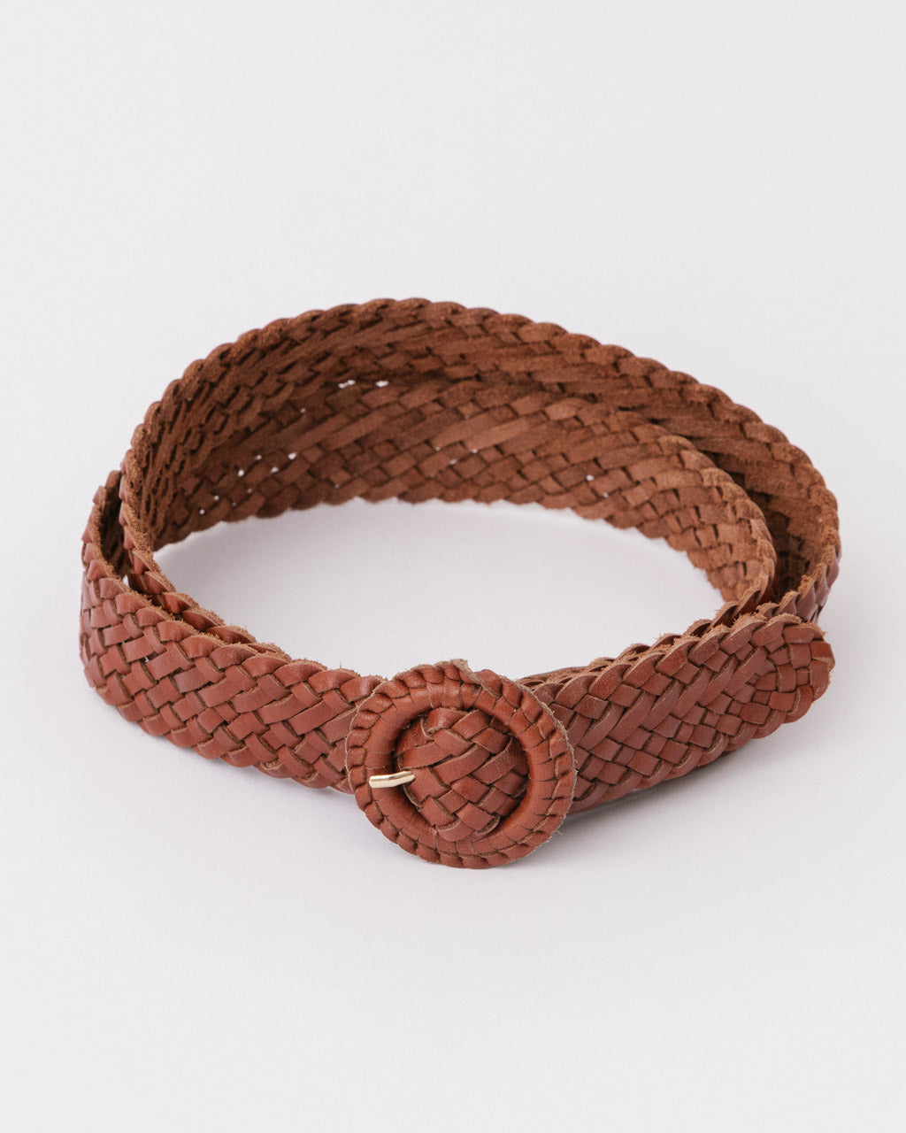 Tan woven vintage style leather belt