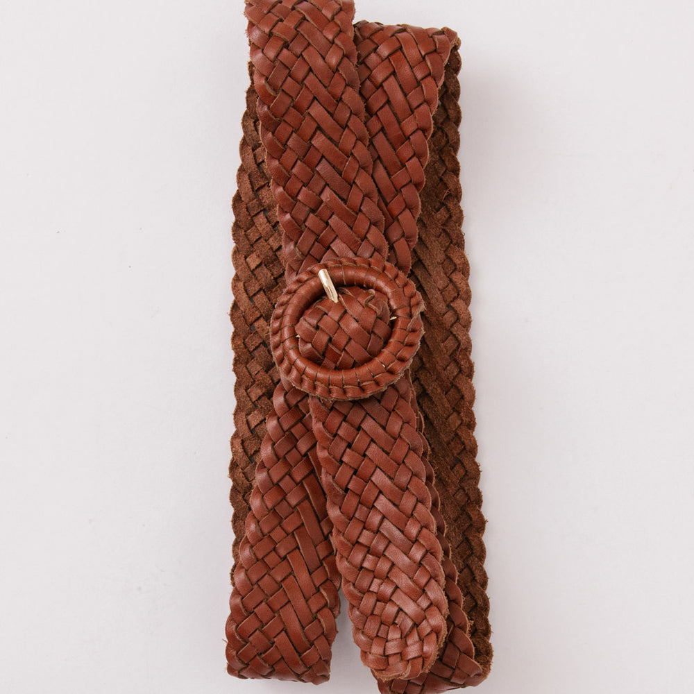 
                      
                        WEAVE ME THIS WAY Tan Leather Belt
                      
                    