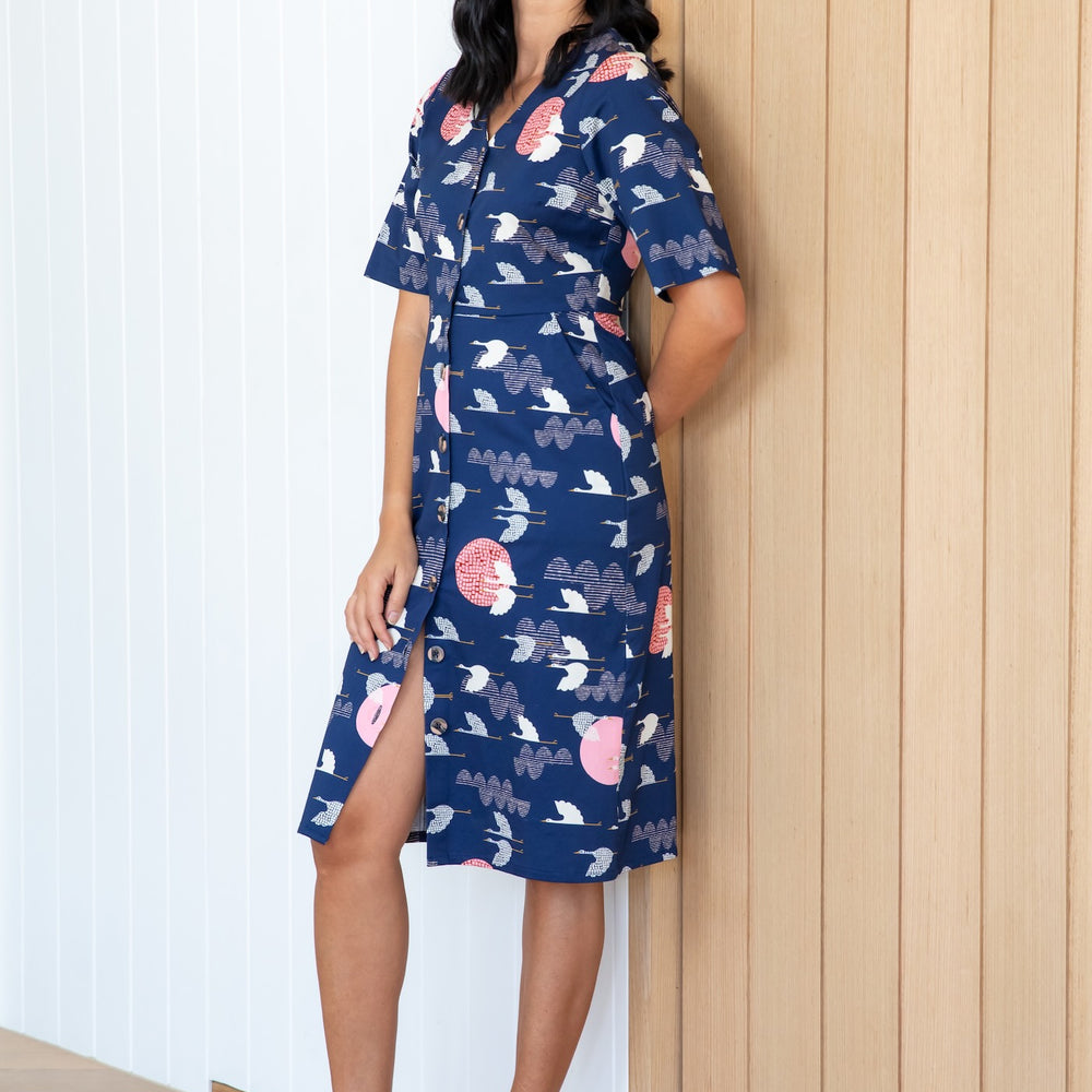 1000 CRANES V-Neck Pocket Dress