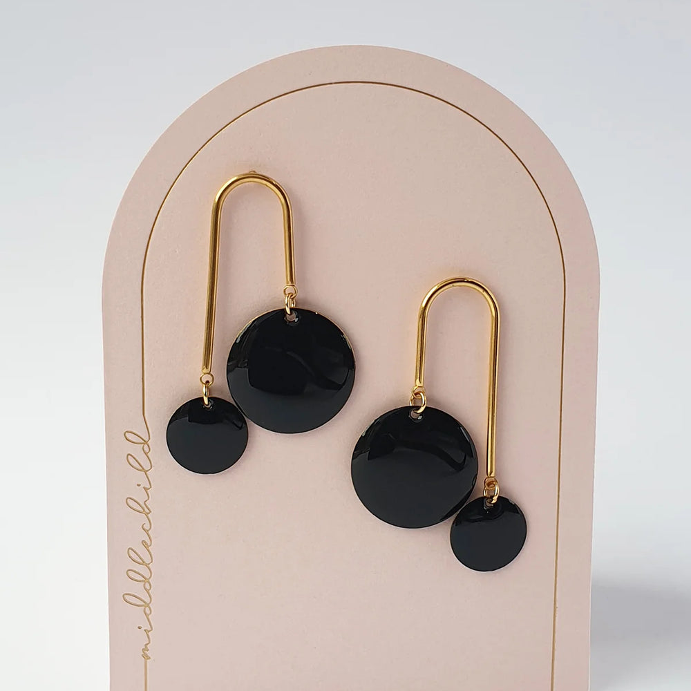 Bubbles Earrings in Black by Middle Child