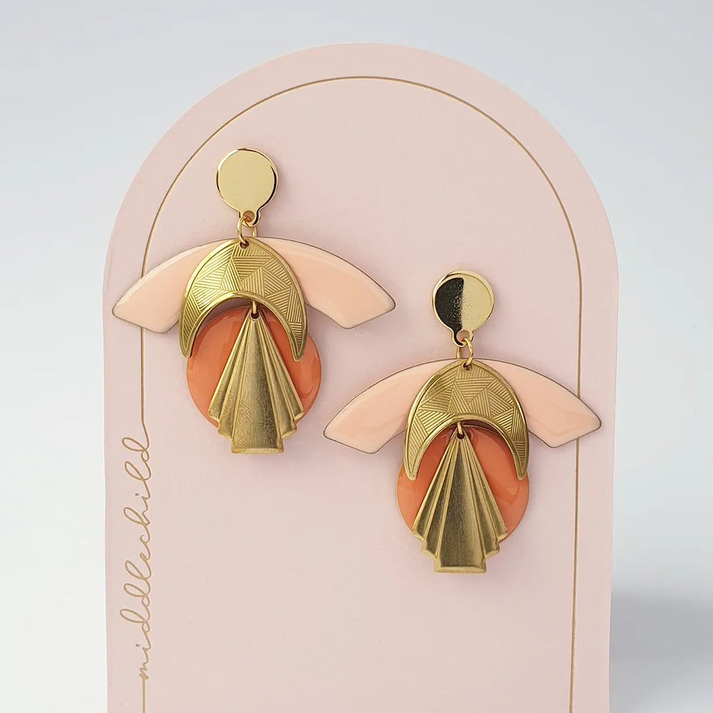Deity Earrings in Peach/Salmon by Middle Child
