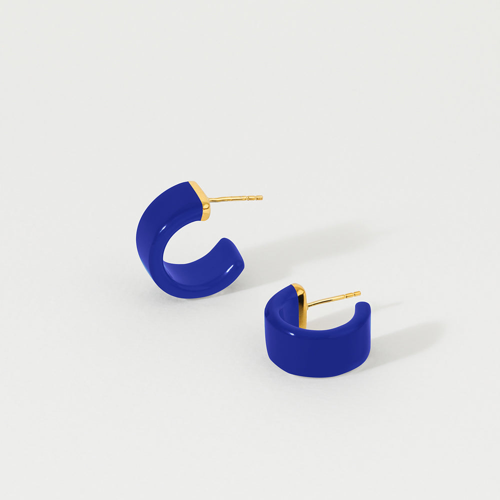 Huggies Earrings - INDIGO & Gold Plate