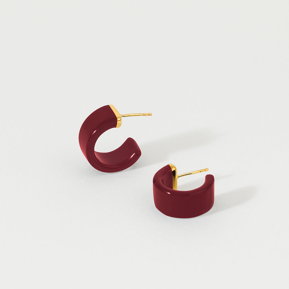 Huggies Earrings - PLUM & Gold Plate