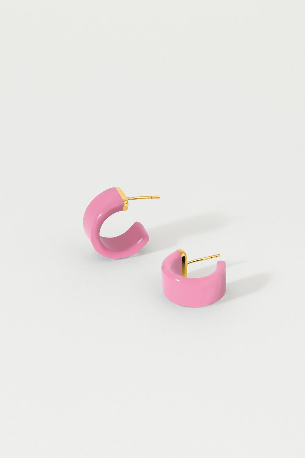 Huggies Earrings - ROSE PINK & Gold Plate