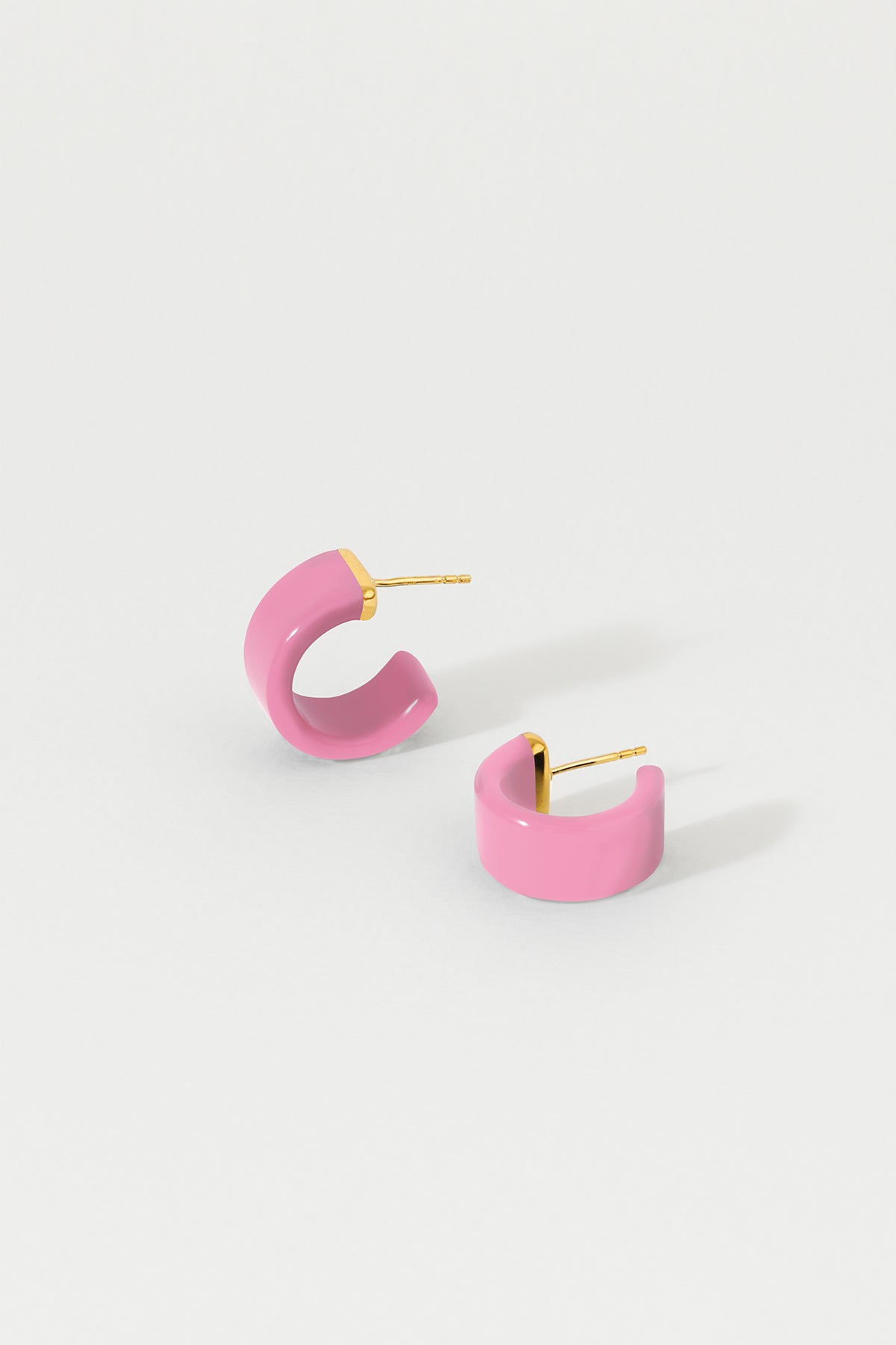 Huggies Earrings - ROSE PINK & Gold Plate