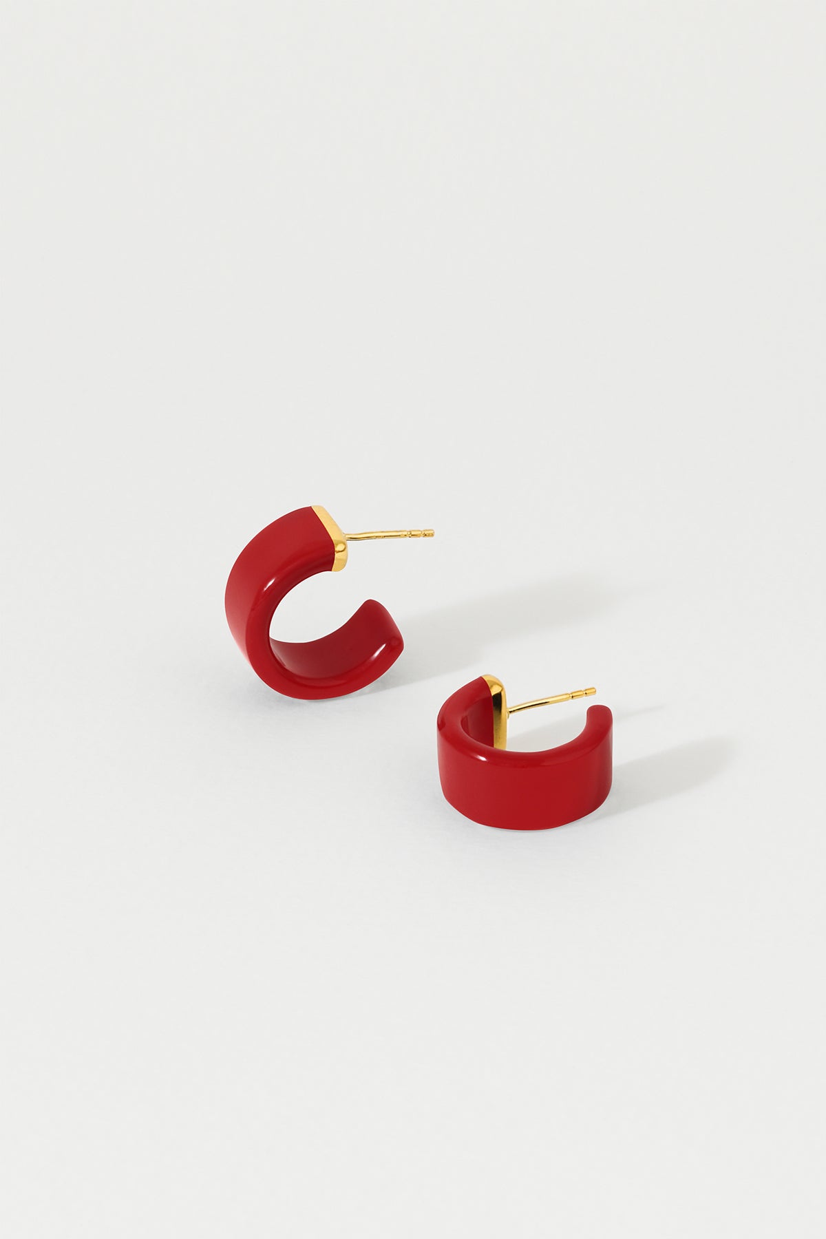 Huggies Earrings - TOMATO & Gold Plate