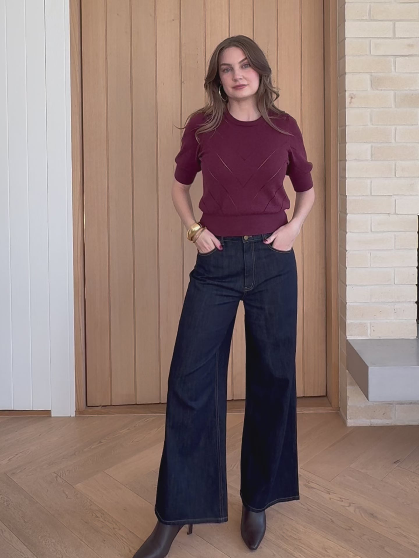 Relaxed Wide Leg Jeans - Dark Denim