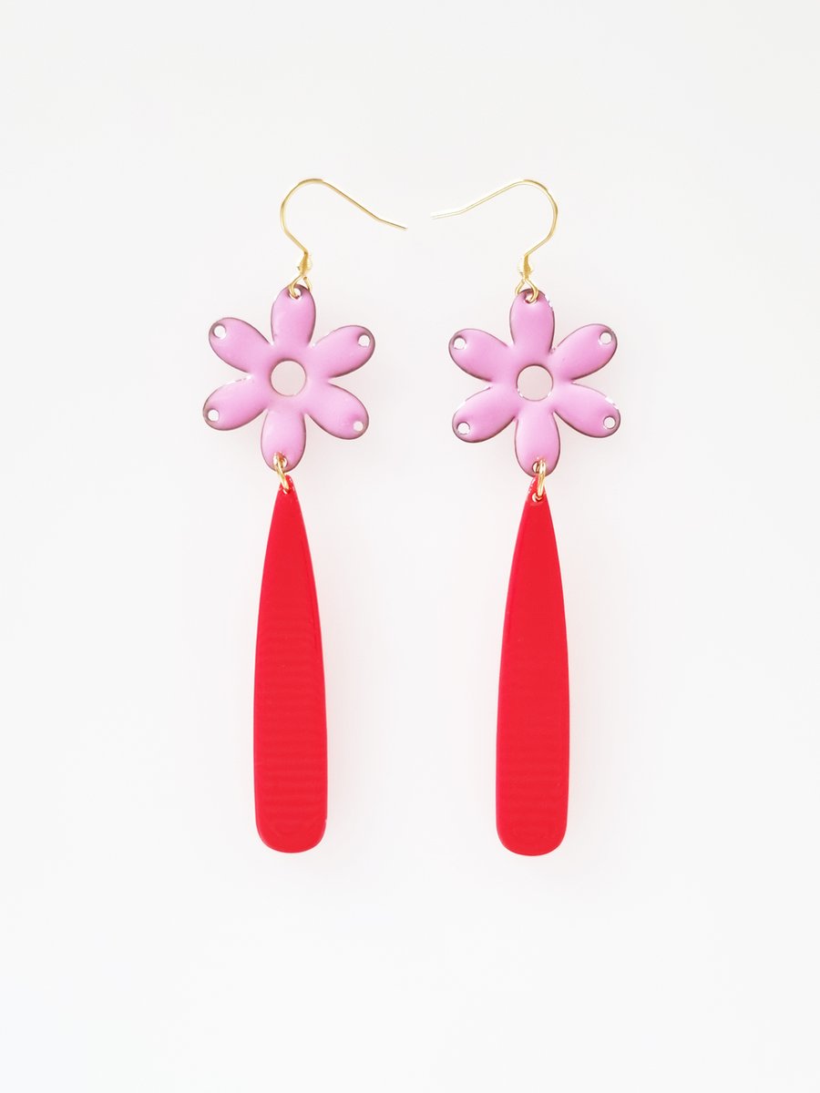 Pink and hotsell red earrings